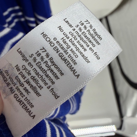 LuLaRoe Ana Maxi Dress Women XS Blue White Striped Stretch Short Sleeve Modest - Picture 9 of 9